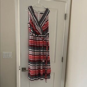 NEW Tommy Hilfiger Red, White & Navy Striped Wrap Midi Dress